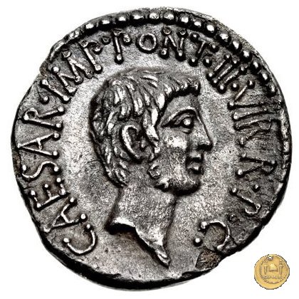 517/2 - denario M.Antonius / C.Iulius Caesar Octavianus / M.Barbatius 41 BC (Itinerante con M. Antonius)