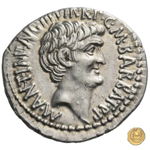 517/2 - denario M.Antonius / C.Iulius Caesar Octavianus / M.Barbatius 41 BC (Itinerante con M. Antonius)