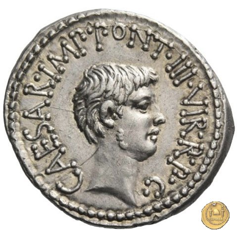 517/2 - denario M.Antonius / C.Iulius Caesar Octavianus / M.Barbatius 41 BC (Itinerante con M. Antonius)