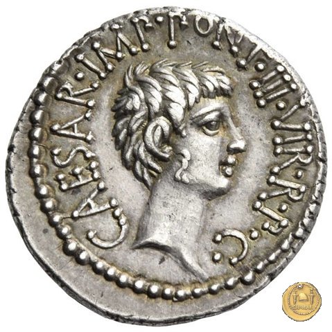 517/2 - denario M.Antonius / C.Iulius Caesar Octavianus / M.Barbatius 41 a.C. (Itinerante con M. Antonius)