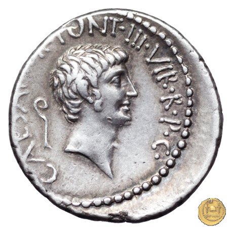 517/8 - denario M. Antonius / C. Iulius Caesar Octavianus / L. Gellius 41 BC (Itinerante con M. Antonius)