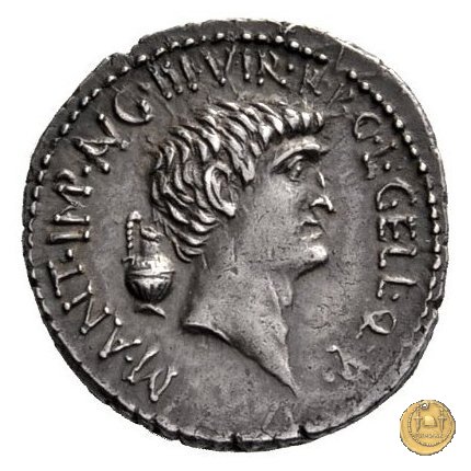 517/8 - denario M. Antonius / C. Iulius Caesar Octavianus / L. Gellius 41 BC (Itinerante con M. Antonius)