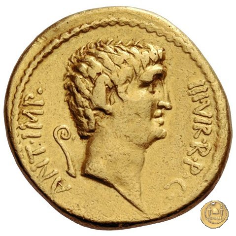 521/1 - aureo M. Antonius / Cn. Domitius Ahenobarbus 40 a.C. (Itinerante con M. Antonius)