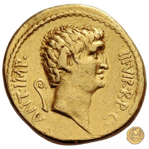 521/1 - aureo M. Antonius / Cn. Domitius Ahenobarbus 40 BC (Itinerante con M. Antonius)