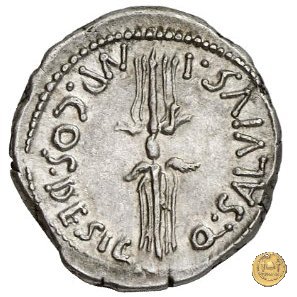 523/1 - denario C. Iulius Caesar Octavianus / Q. Salvidienus Salvius 40 BC (Itinerante con Octavianus)