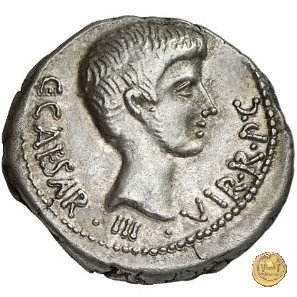 523/1 - denario C. Iulius Caesar Octavianus / Q. Salvidienus Salvius 40 BC (Itinerante con Octavianus)