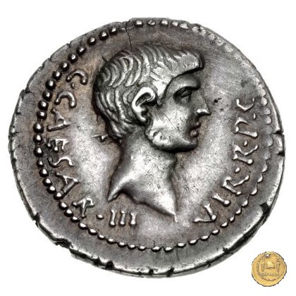 523/1 - denario C. Iulius Caesar Octavianus / Q. Salvidienus Salvius 40 BC (Itinerante con Octavianus)