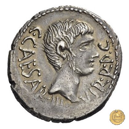 523/1 - denario C. Iulius Caesar Octavianus / Q. Salvidienus Salvius 40 BC (Itinerante con Octavianus)