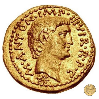 528/1 - aureo M. Antonius / C. Iulius Caesar Octavianus 39 BC (Itinerante con M. Antonius)