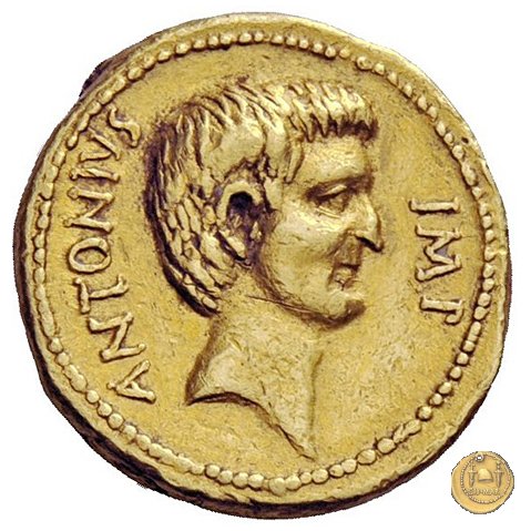 529/1 - aureo C. Iulius Caesar Octavianus / M. Antonius 39 a.C. (Itinerante con Octavianus)