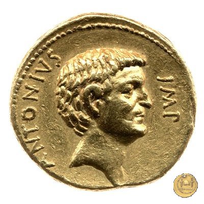 529/1 - aureo C. Iulius Caesar Octavianus / M. Antonius 39 BC (Itinerante con Octavianus)