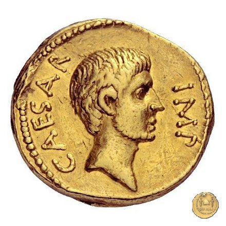 529/1 - aureo C. Iulius Caesar Octavianus / M. Antonius 39 BC (Itinerante con Octavianus)