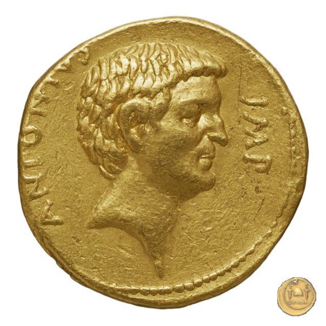 529/1 - aureo C. Iulius Caesar Octavianus / M. Antonius 39 BC (Itinerante con Octavianus)
