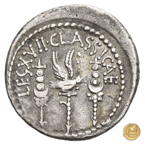 544/10 - denario LEG. XVII CLASSICAE 32-31 BC (Itinerante con M. Antonius)