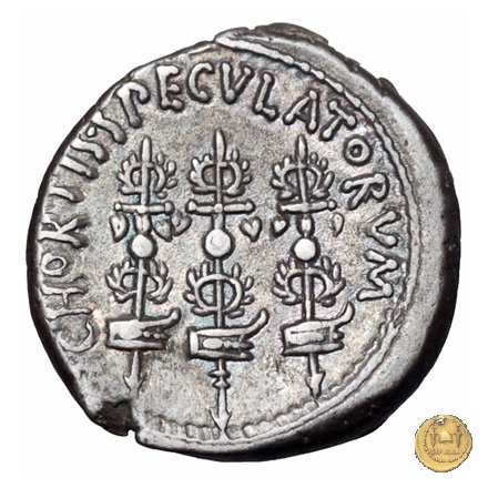 544/12 - denario CHORTIS SPECVLATORVM 32-31 BC (Itinerante con M. Antonius)