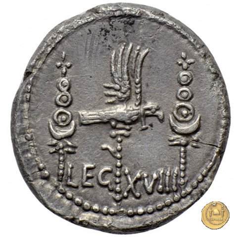 544/33 - denario LEG. XVIII (legionis octavae decimae) 32-31 BC (Itinerante con M. Antonius)