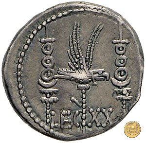 544/36 - denario LEG. XX (legionis vigesimae) 32-31 a.C. (Itinerante con M. Antonius)