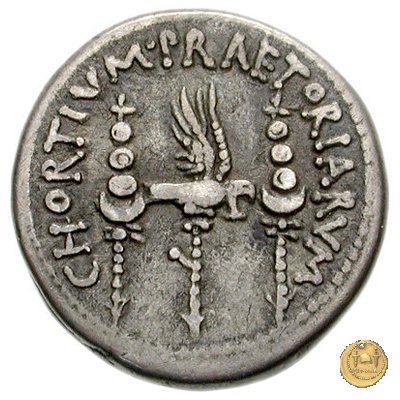 544/8 - denario CHORTIVM PRAETORIARVM 32-31 a.C. (Itinerante con M. Antonius)