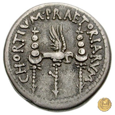 544/8 - denario CHORTIVM PRAETORIARVM 32-31 BC (Itinerante con M. Antonius)