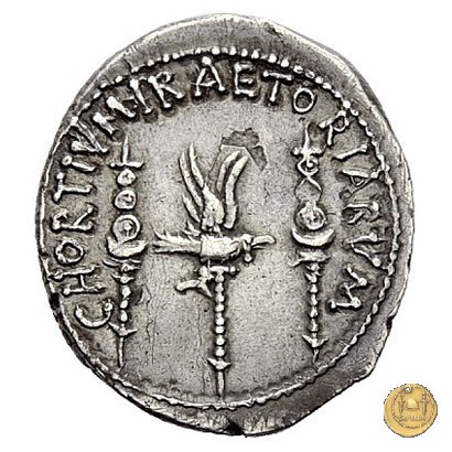 544/8 - denario CHORTIVM PRAETORIARVM 32-31 BC (Itinerante con M. Antonius)