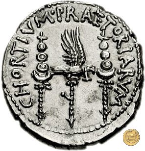 544/8 - denario CHORTIVM PRAETORIARVM 32-31 BC (Itinerante con M. Antonius)