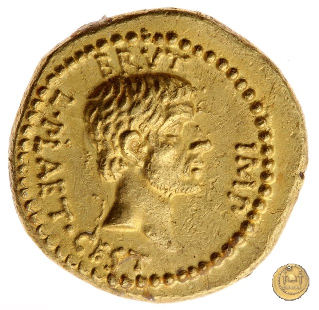 aureo M. Iunius Brutus / L. Plaetorius Cestianus 43-42 BC (Itinerante con Brutus)