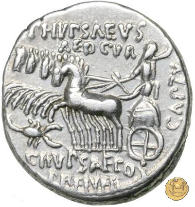 422/1 - denario M. Aemilius Scaurus / P. Plautius 58 BC (Roma)