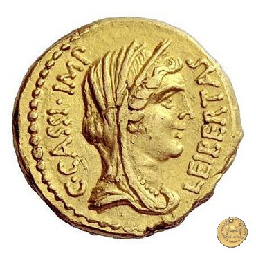 500/4 - aureo C. Cassius Longinus / L. Cornelius Lentulus Spinther 43-42 a.C. (Itinerante con Cassius)