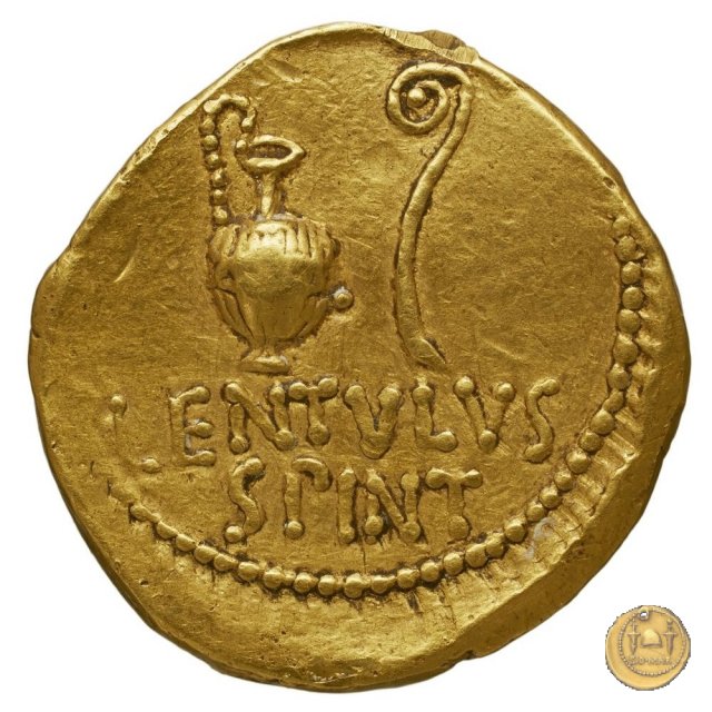 500/6 - aureo M. Iunius Brutus / L. Cornelius Lentulus Spinther 43-42 a.C. (Itinerante con Brutus)