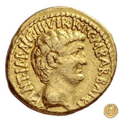 517/1 - aureo M. Antonius / C. Iulius Caesar Octavianus / M. Barbatius 41 a.C. (Itinerante con M. Antonius)