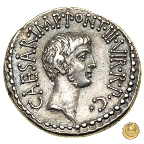 517/2 - denario M.Antonius / C.Iulius Caesar Octavianus / M.Barbatius 41 a.C. (Itinerante con M. Antonius)