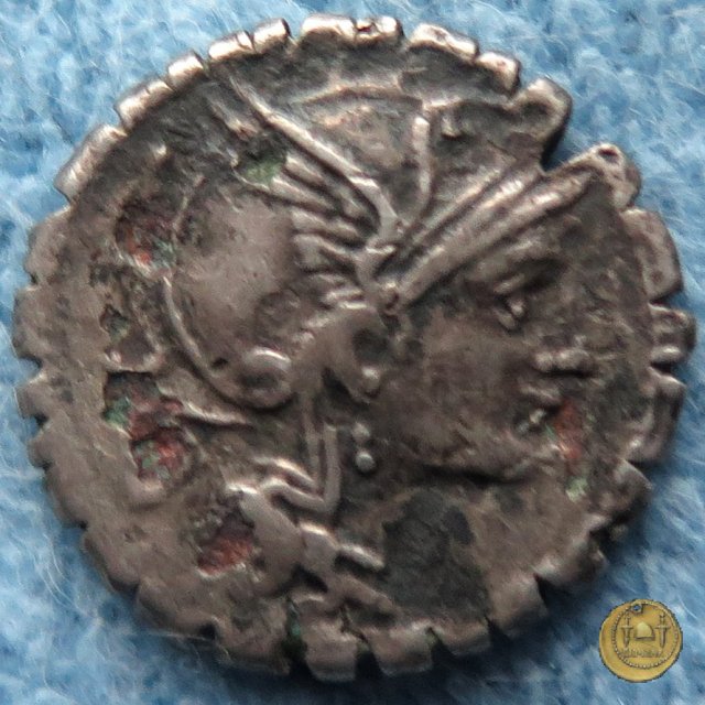299/1b - denario T. Manlius Mancinus/ Ap. Claudius Pulcher/ Q. Urbiniu 111-110 BC (Roma)